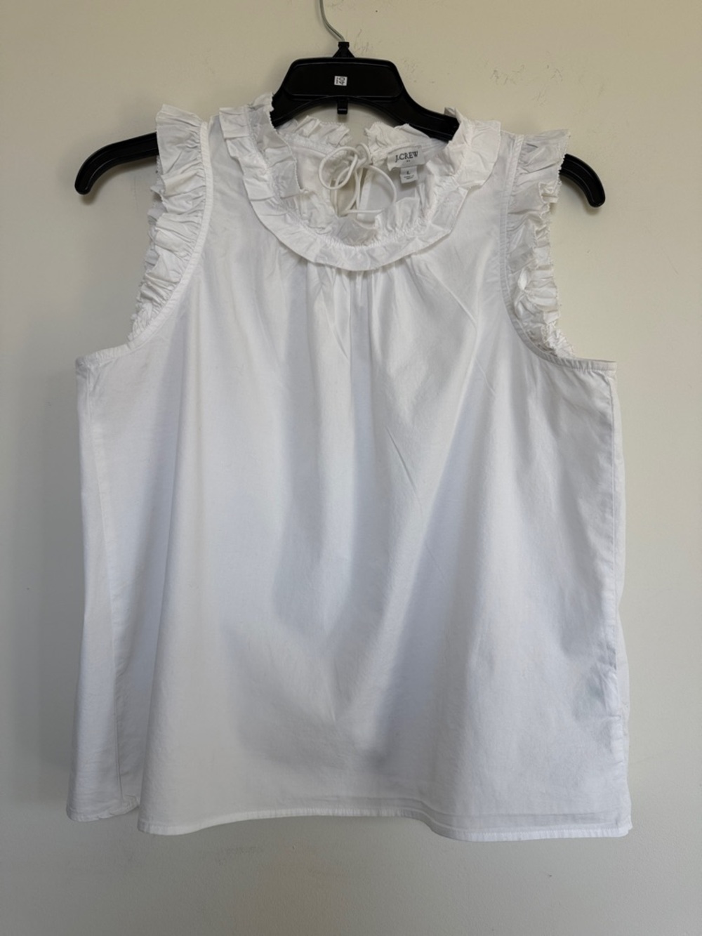 J. Crew White Ruffled Sleeveless Cotton Camisole